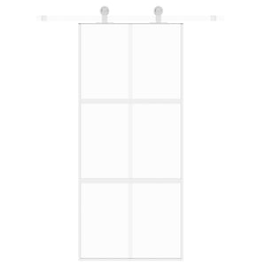 Porta Scorrevole Bianca 90x205 cm Vetro Temperato e Alluminiocod mxl 131754