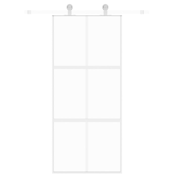 Porta Scorrevole Bianca 90x205 cm Vetro Temperato e Alluminiocod mxl 131754