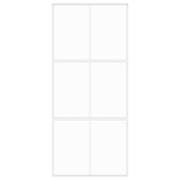 Porta Scorrevole Bianca 90x205 cm Vetro Temperato e Alluminio 155217