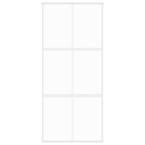 Porta Scorrevole Bianca 90x205 cm Vetro Temperato e Alluminio 155217