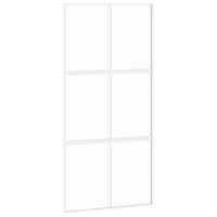 Porta Scorrevole Bianca 102,5x205cm Vetro Temperato e Alluminiocod mxl 83818