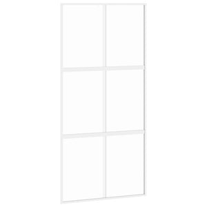 Porta Scorrevole Bianca 102,5x205cm Vetro Temperato e Alluminiocod mxl 83818