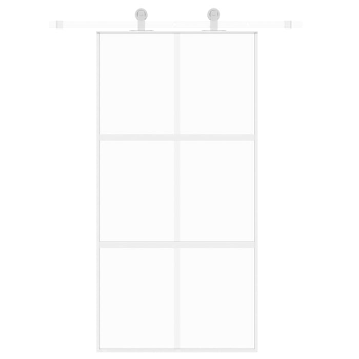 Porta Scorrevole Bianca 102,5x205cm Vetro Temperato e Alluminiocod mxl 83818