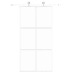 Porta Scorrevole Bianca 102,5x205cm Vetro Temperato e Alluminio 155218