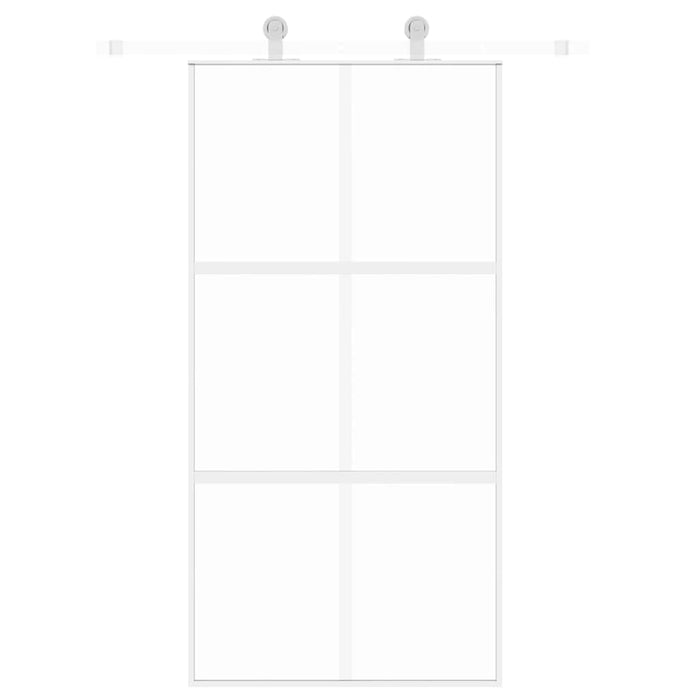 Porta Scorrevole Bianca 102,5x205cm Vetro Temperato e Alluminio 155218