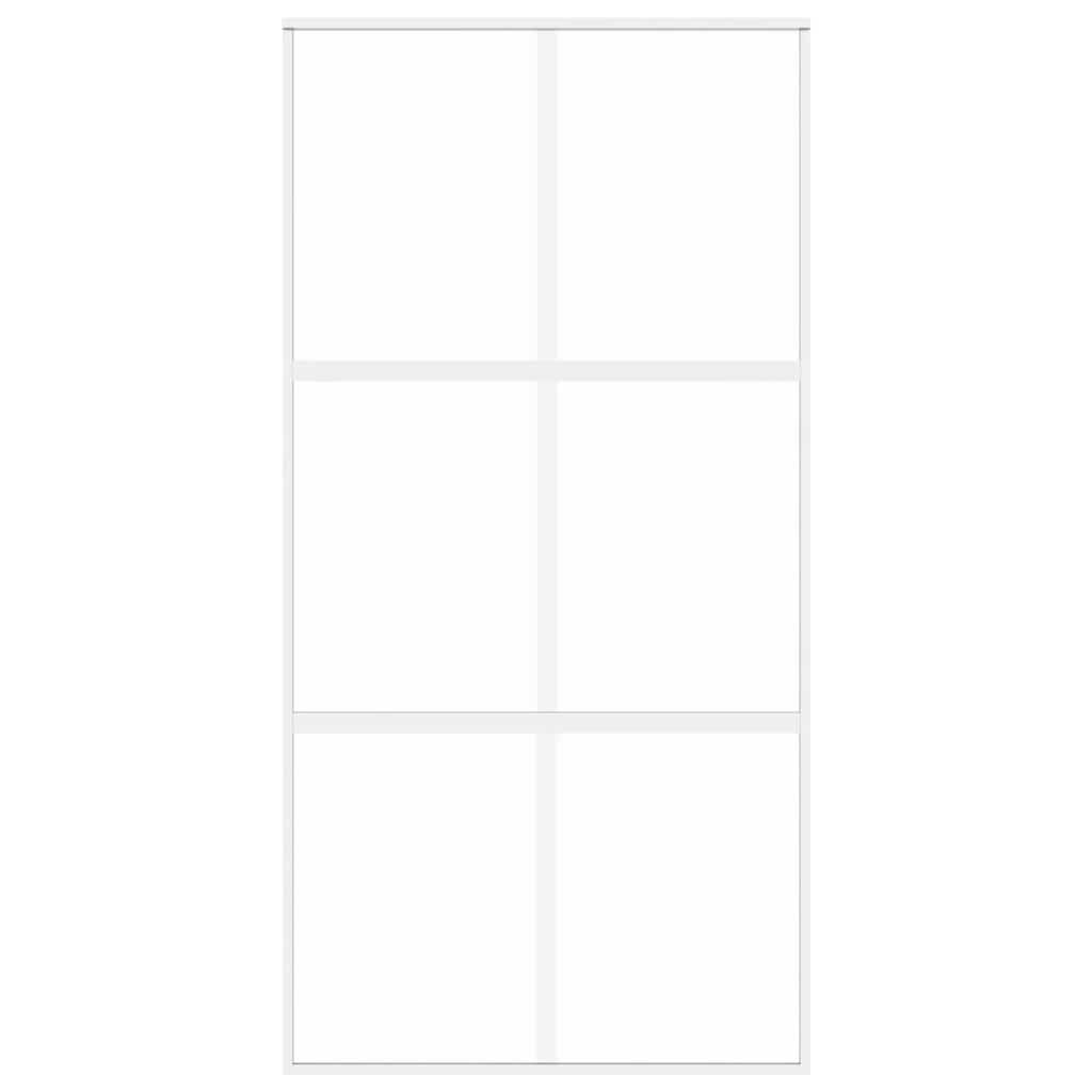 Porta Scorrevole Bianca 102,5x205cm Vetro Temperato e Alluminio 155218