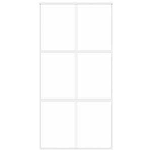 Porta Scorrevole Bianca 102,5x205cm Vetro Temperato e Alluminio 155218