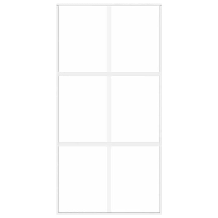 Porta Scorrevole Bianca 102,5x205cm Vetro Temperato e Alluminio 155218