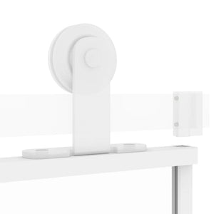 Porta Scorrevole Bianca 102,5x205cm Vetro Temperato e Alluminio 155218