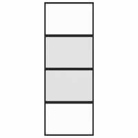 Porta Scorrevole Nera 76x205 cm in Vetro Temperato e Alluminio 155219