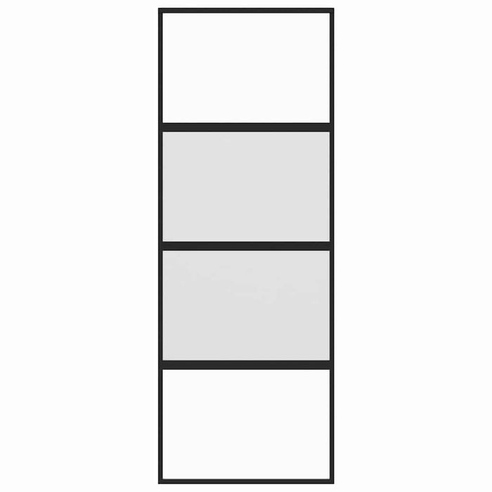 Porta Scorrevole Nera 76x205 cm in Vetro Temperato e Alluminio 155219