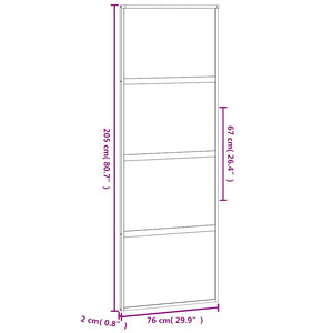 Porta Scorrevole Nera 76x205 cm in Vetro Temperato e Alluminio 155219