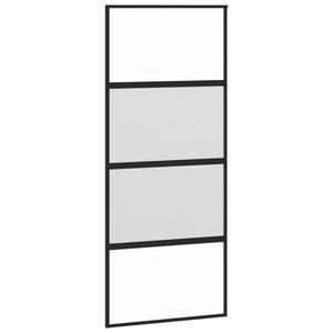 Porta Scorrevole Nera 90x205 cm in Vetro Temperato e Alluminiocod mxl 131757