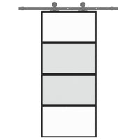 Porta Scorrevole Nera 90x205 cm in Vetro Temperato e Alluminiocod mxl 131757