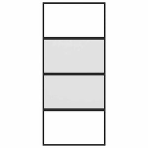 Porta Scorrevole Nera 90x205 cm in Vetro Temperato e Alluminio 155220