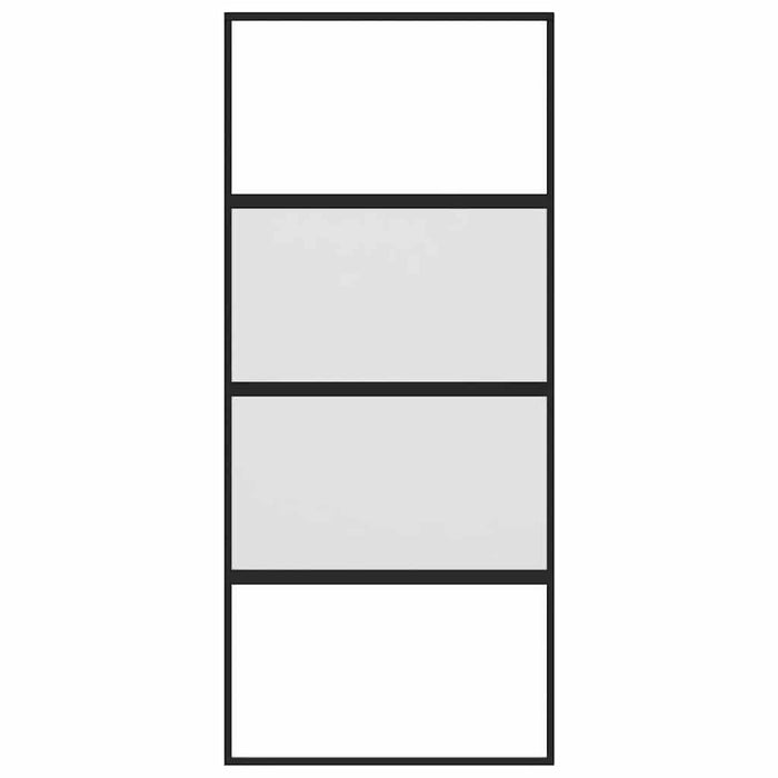Porta Scorrevole Nera 90x205 cm in Vetro Temperato e Alluminio 155220