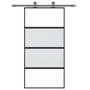 vidaXL Porta Scorrevole Nera 102,5x205 cm Vetro Temperato e Alluminio