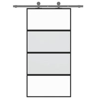Porta Scorrevole Nera 102,5x205 cm Vetro Temperato e Alluminio 155221