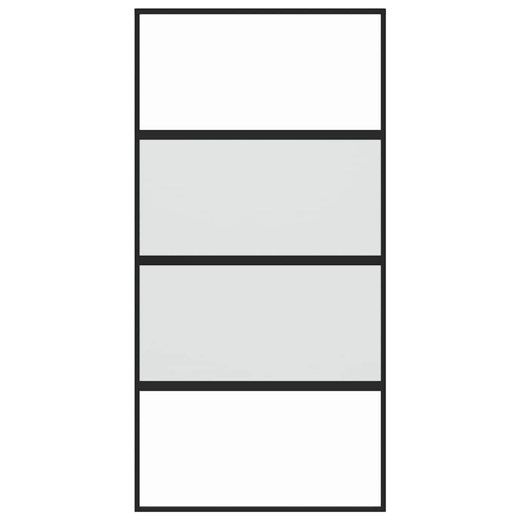 Porta Scorrevole Nera 102,5x205 cm Vetro Temperato e Alluminio 155221
