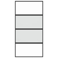 Porta Scorrevole Nera 102,5x205 cm Vetro Temperato e Alluminio 155221