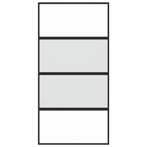 Porta Scorrevole Nera 102,5x205 cm Vetro Temperato e Alluminio 155221