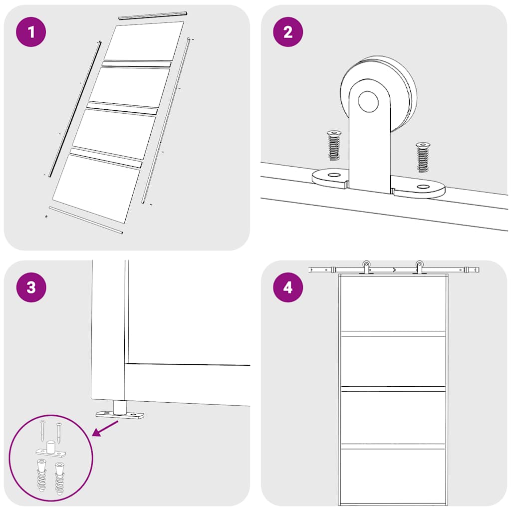 vidaXL Porta Scorrevole Nera 102,5x205 cm Vetro Temperato e Alluminio
