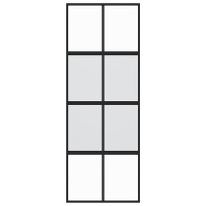 Porta Scorrevole Nera 76x205 cm in Vetro Temperato e Alluminio 155222