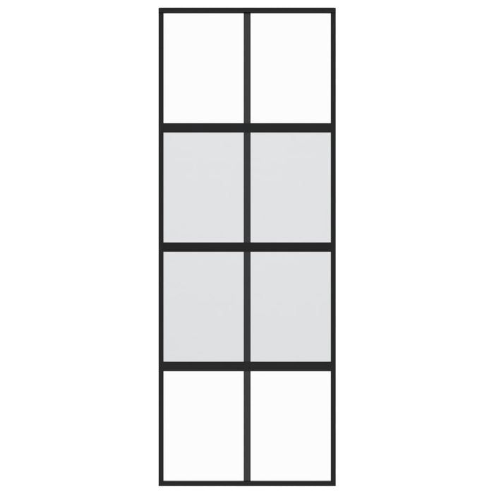 Porta Scorrevole Nera 76x205 cm in Vetro Temperato e Alluminio 155222