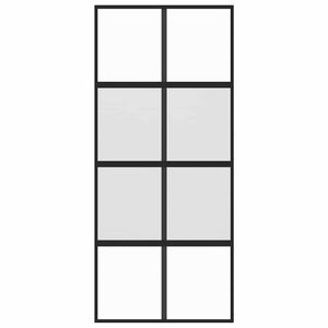 Porta Scorrevole Nera 90x205 cm in Vetro Temperato e Alluminio 155223