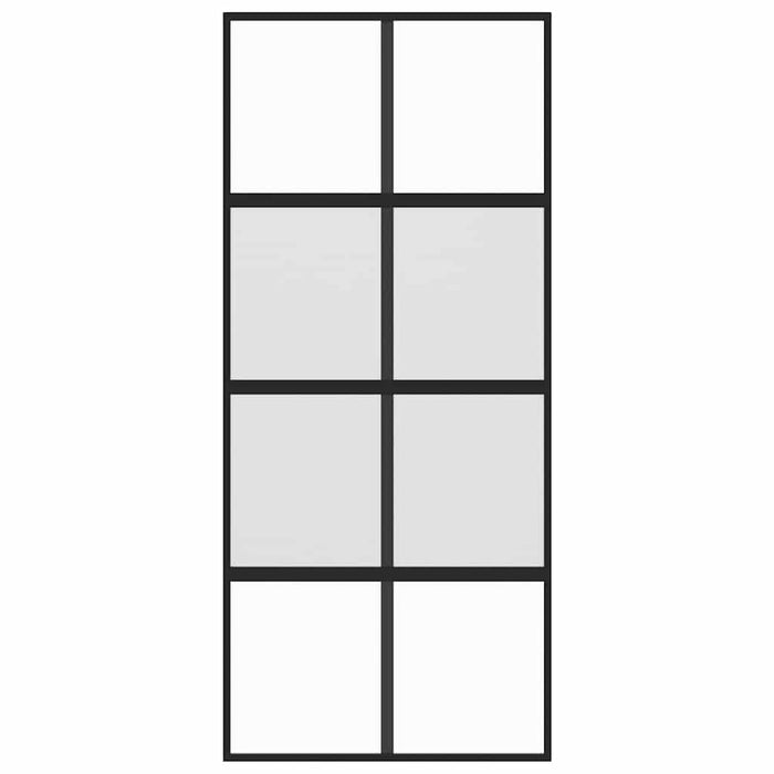 Porta Scorrevole Nera 90x205 cm in Vetro Temperato e Alluminio 155223