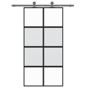 Porta Scorrevole Nera 102,5x205 cm Vetro Temperato e Alluminiocod mxl 83820