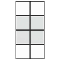 Porta Scorrevole Nera 102,5x205 cm Vetro Temperato e Alluminio 155224