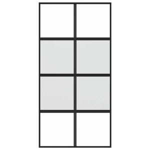 Porta Scorrevole Nera 102,5x205 cm Vetro Temperato e Alluminio 155224