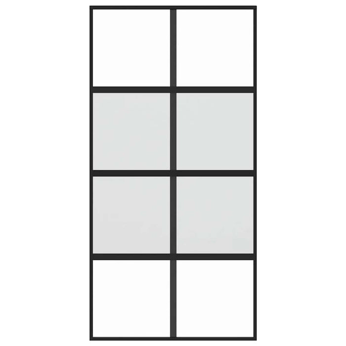 Porta Scorrevole Nera 102,5x205 cm Vetro Temperato e Alluminio 155224