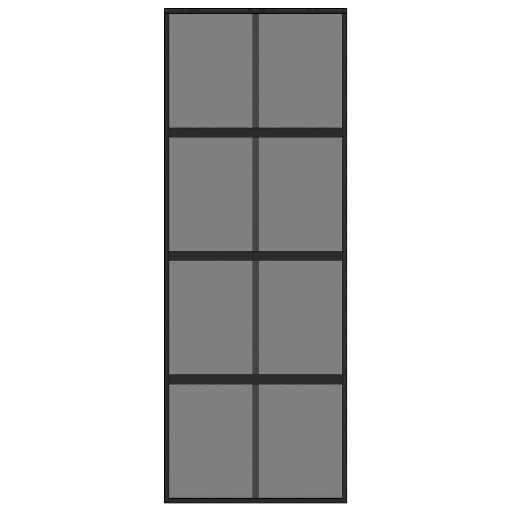 Porta Scorrevole Nera 76x205 cm in Vetro Temperato e Alluminio 155225