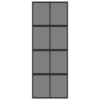 Porta Scorrevole Nera 76x205 cm in Vetro Temperato e Alluminio 155225