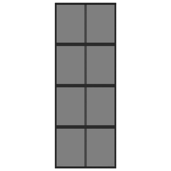 Porta Scorrevole Nera 76x205 cm in Vetro Temperato e Alluminio 155225