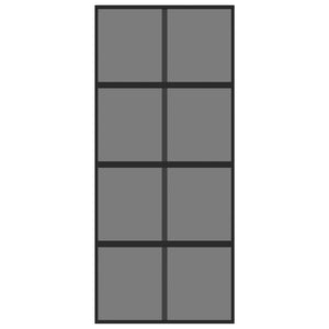 Porta Scorrevole Nera 90x205 cm in Vetro Temperato e Alluminio 155226