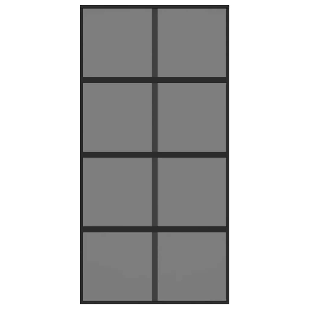 Porta Scorrevole Nera 102,5x205 cm Vetro Temperato e Alluminio 155227