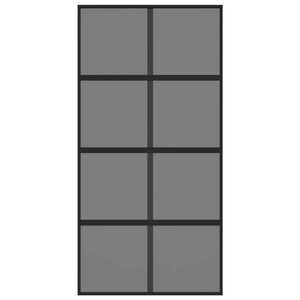 Porta Scorrevole Nera 102,5x205 cm Vetro Temperato e Alluminio 155227