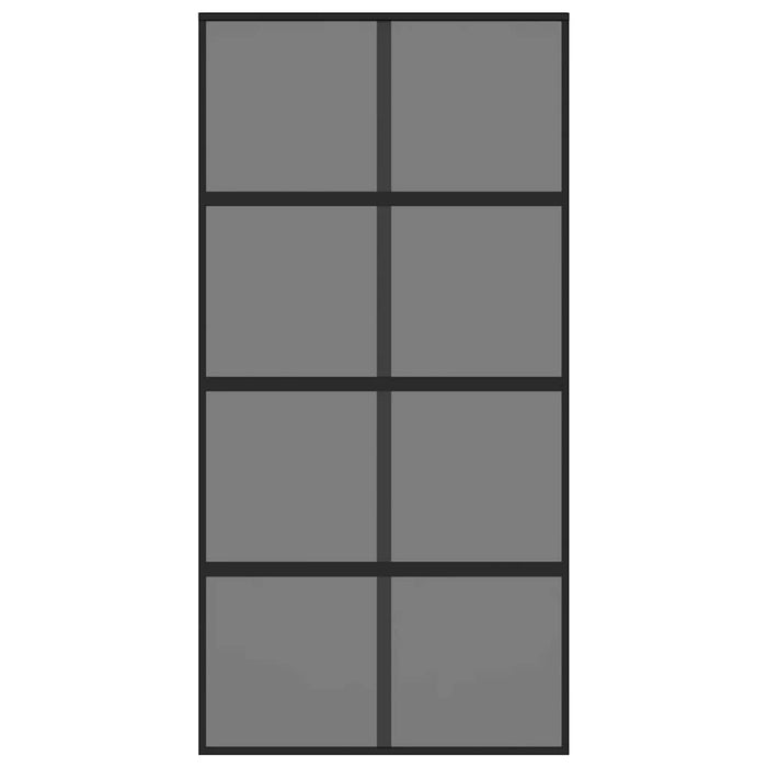 Porta Scorrevole Nera 102,5x205 cm Vetro Temperato e Alluminio 155227