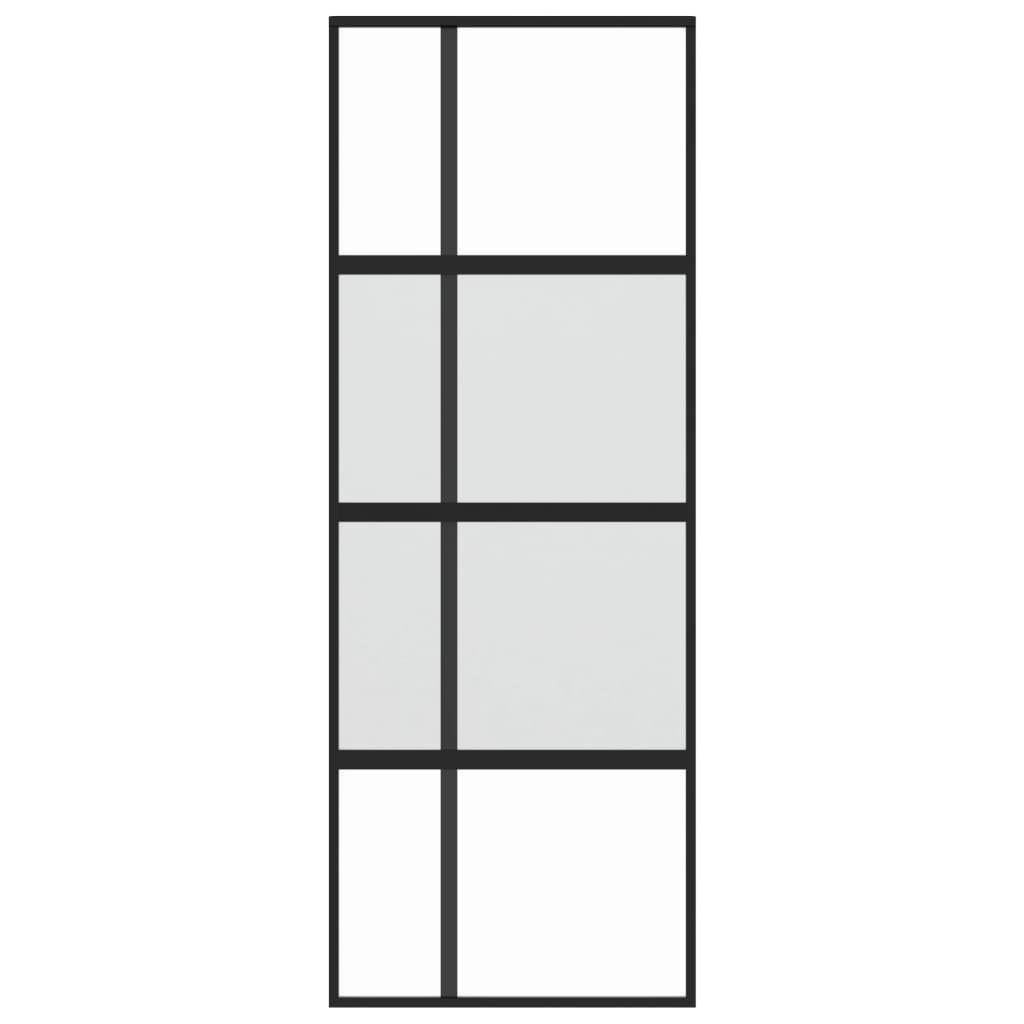 Porta Scorrevole Nera 76x205 cm in Vetro Temperato e Alluminio