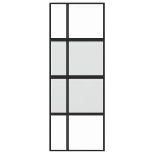 Porta Scorrevole Nera 76x205 cm in Vetro Temperato e Alluminio