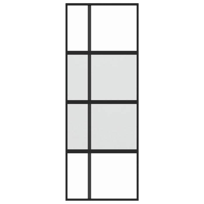 Porta Scorrevole Nera 76x205 cm in Vetro Temperato e Alluminio