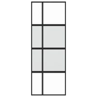 Porta Scorrevole Nera 76x205 cm in Vetro Temperato e Alluminio 155228