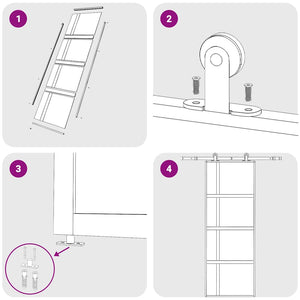 Porta Scorrevole Nera 76x205 cm in Vetro Temperato e Alluminio 155228