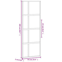 Porta Scorrevole Nera 76x205 cm in Vetro Temperato e Alluminio 155228