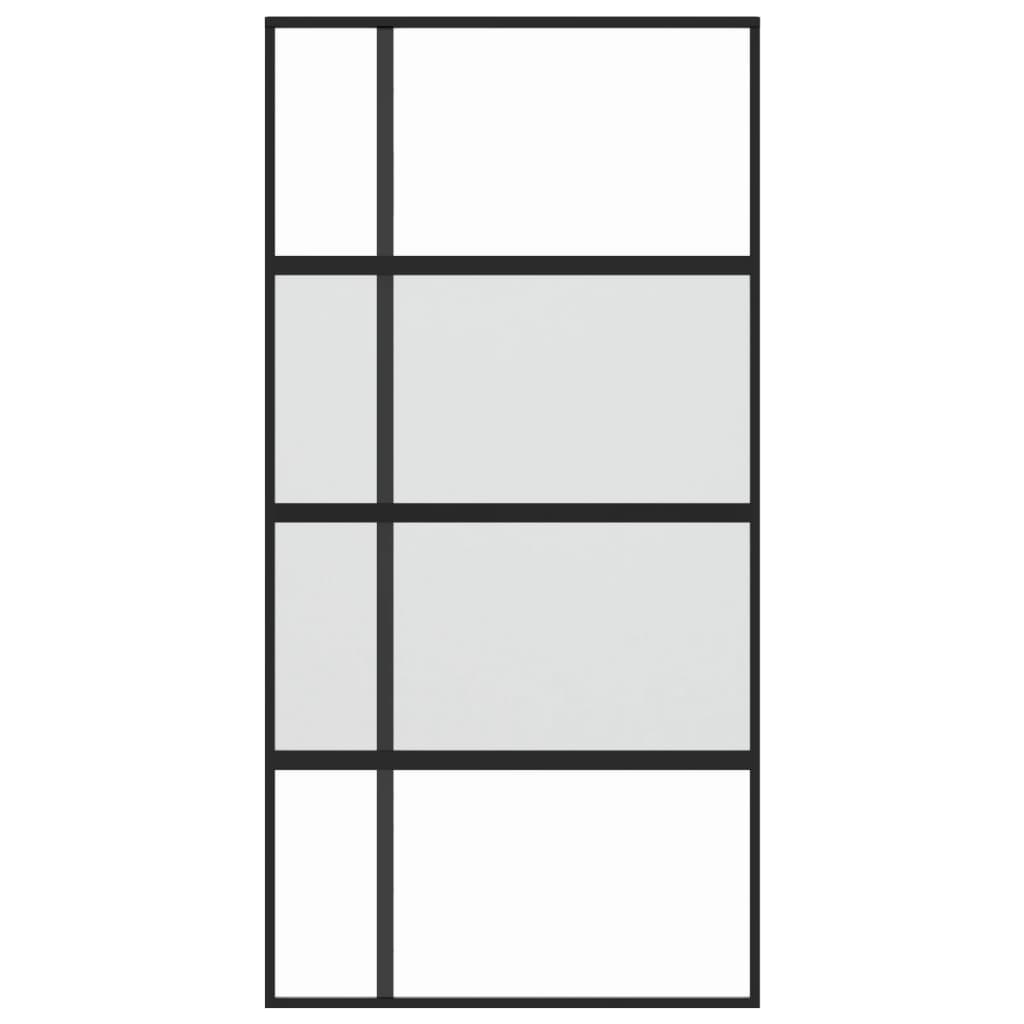 Porta Scorrevole Nera 102,5x205 cm Vetro Temperato e Alluminiocod mxl 83821