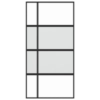 Porta Scorrevole Nera 102,5x205 cm Vetro Temperato e Alluminiocod mxl 83821