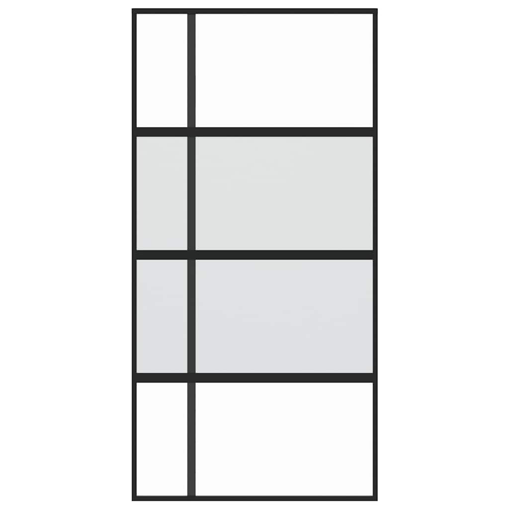 Porta Scorrevole Nera 102,5x205 cm Vetro Temperato e Alluminio 155230